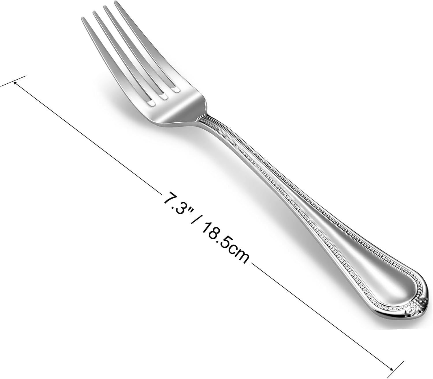 KEAWELL Pearl Edge 4-Piece Premium Fork Set  18/10 Stainless Steel  Fine Silverware with Mirror Finish  Dishwasher Safe (4  7.3" Salad Forks)