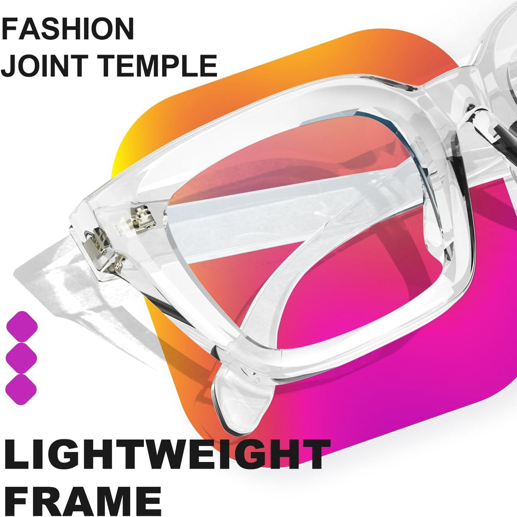 VISOONE Chunky Square Blue Light Blocking Glasses with Anti Computer Glare for Working Women Men MONTANA