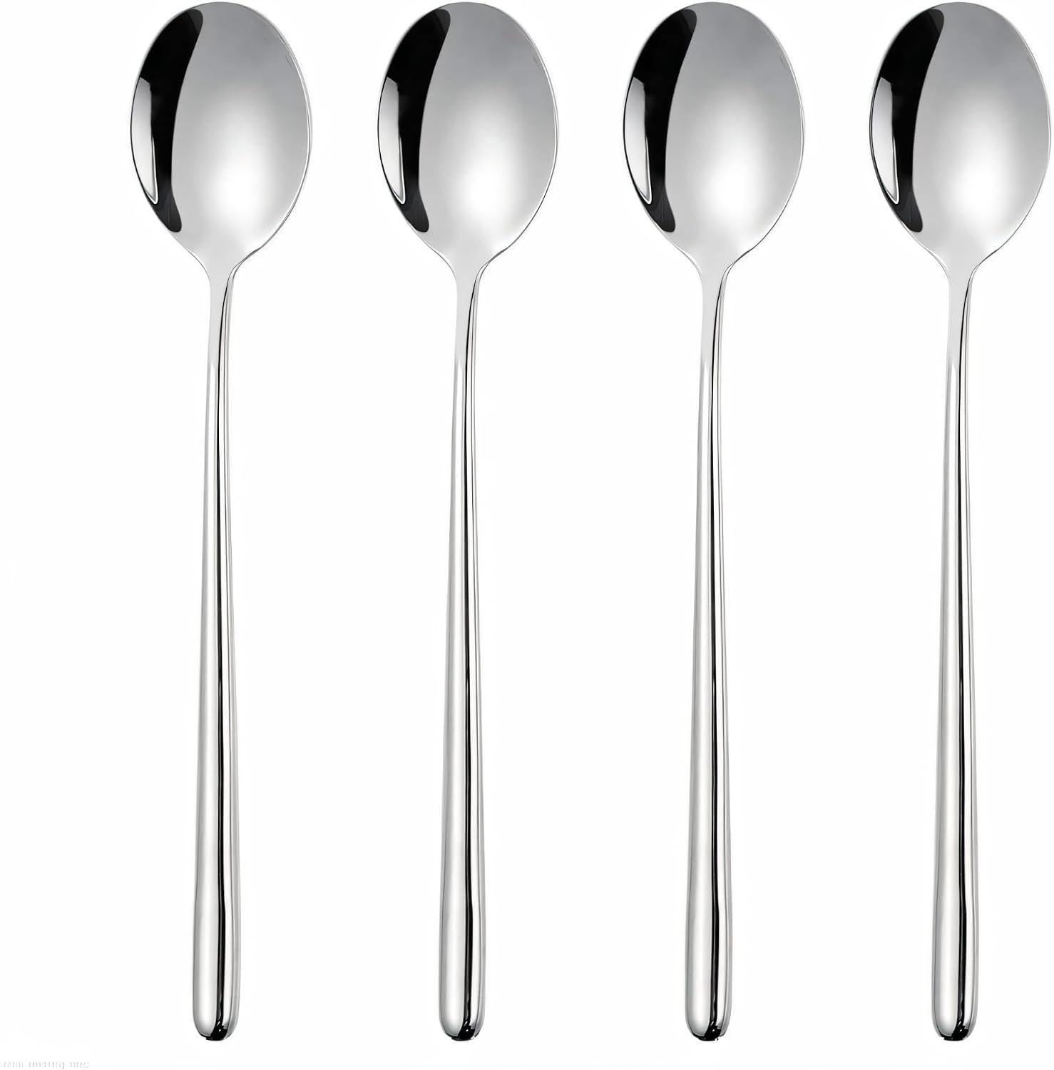Korean Spoon Stainless Steel Table Spoons 8.15 inch Long Handle Dinner Rice Soup Spoon Set for Home Kitchen Restaurant - 4 PCS