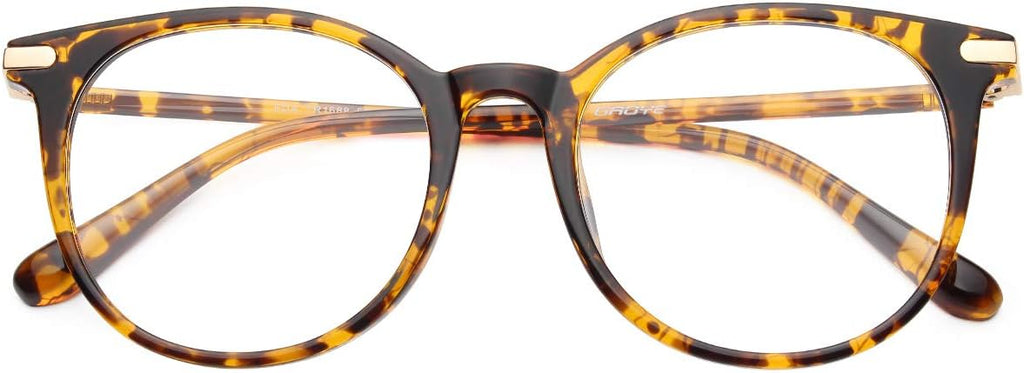 Gaoye Blue Light Blocking Glasses  Retro Round Eyewear Frame Anti Eyestrain Computer Glasses for Women Men (Tea Leopard/Transparent Lens)