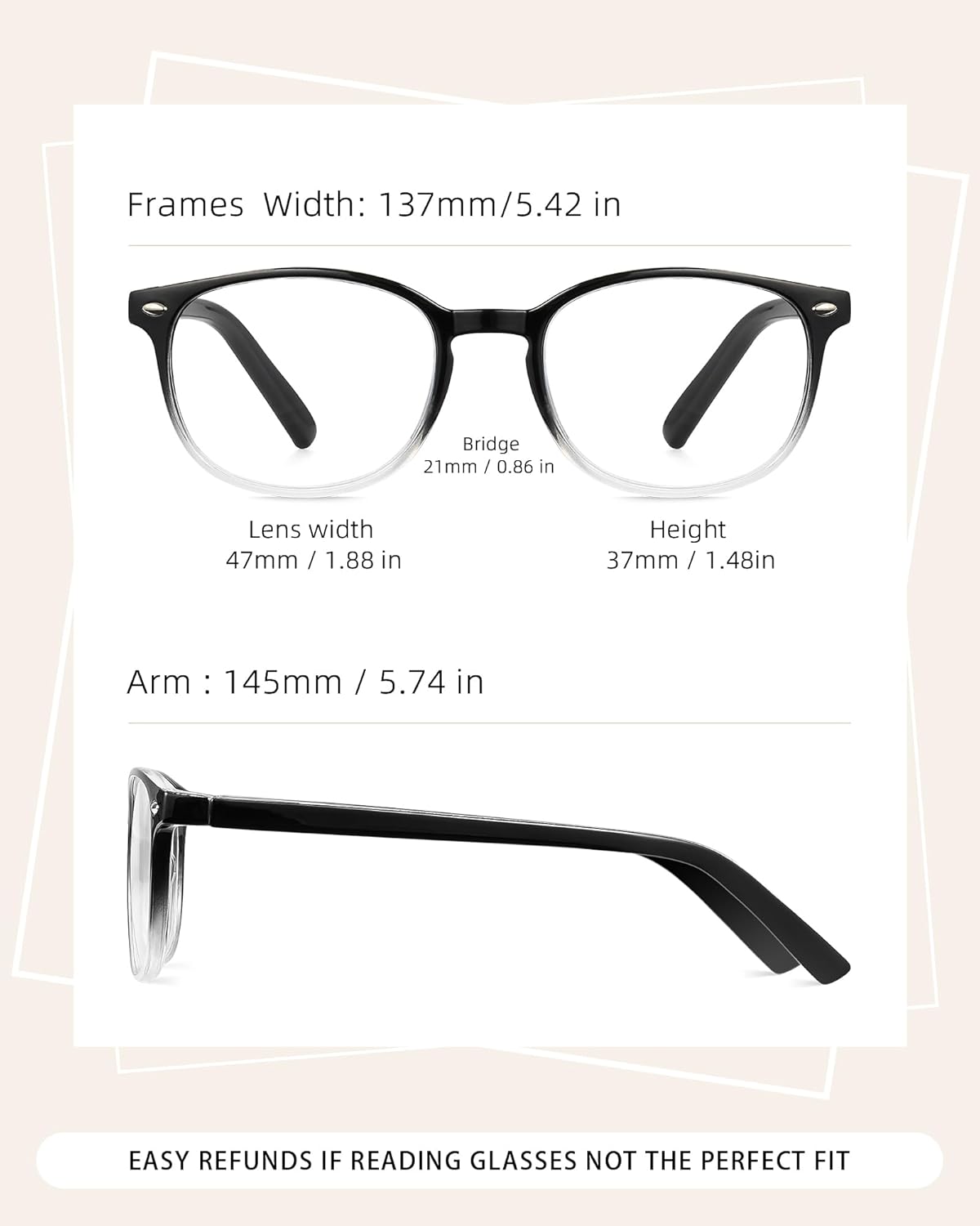 5 Pack Reading Glasses For Women  Blue Light Blocking Computer Reader Spring Hinge Eyeglasses