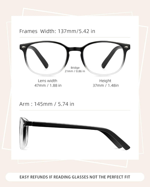 5 Pack Reading Glasses For Women  Blue Light Blocking Computer Reader Spring Hinge Eyeglasses