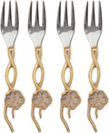 Godinger Dessert Forks  Salad Forks with Gold Handle  Set of 4