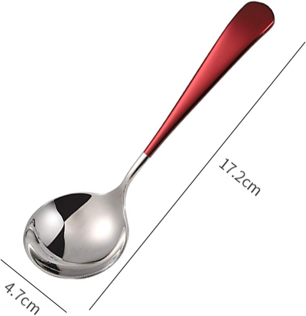 Soup Spoons Stainless Steel  18/10 Round Head Soup Spoons  Modern Thick Short handle 304 Stainless Steel Korean Spoon  Dinner Metal Spoons for Soup  Grain Dessert Milk Tea Coffee  6.3 Inch  Set of 5