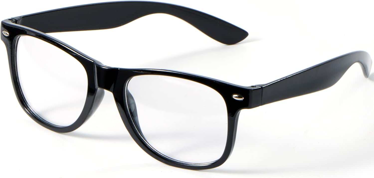 Spooktacular Creations Nerd Glasses  Black Fake Glasses with Clear Lenses Costume Props Halloween Cosplay for Men Women Adult Halloween Accessories Outfit