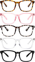 VIDEBLA 5 Pack Blue Light Blocking Reading Glasses Spring Hinge Readers for Women Men Anti UV Ray Filter Nerd Eyeglasses