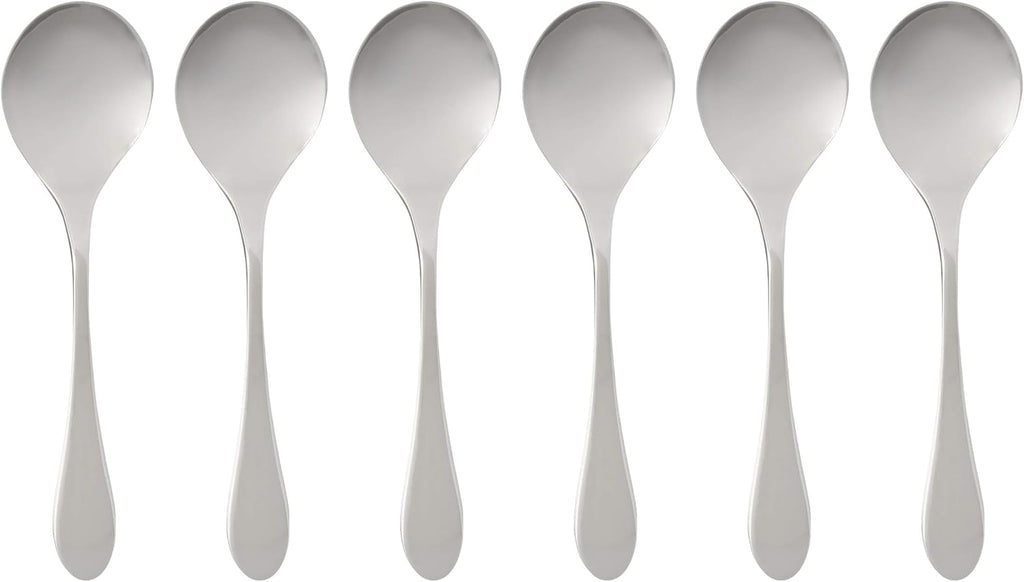 Knork Original Bouillon Stainless Steel Soup  Specialty Spoons  6 Piece Set  Gloss  152