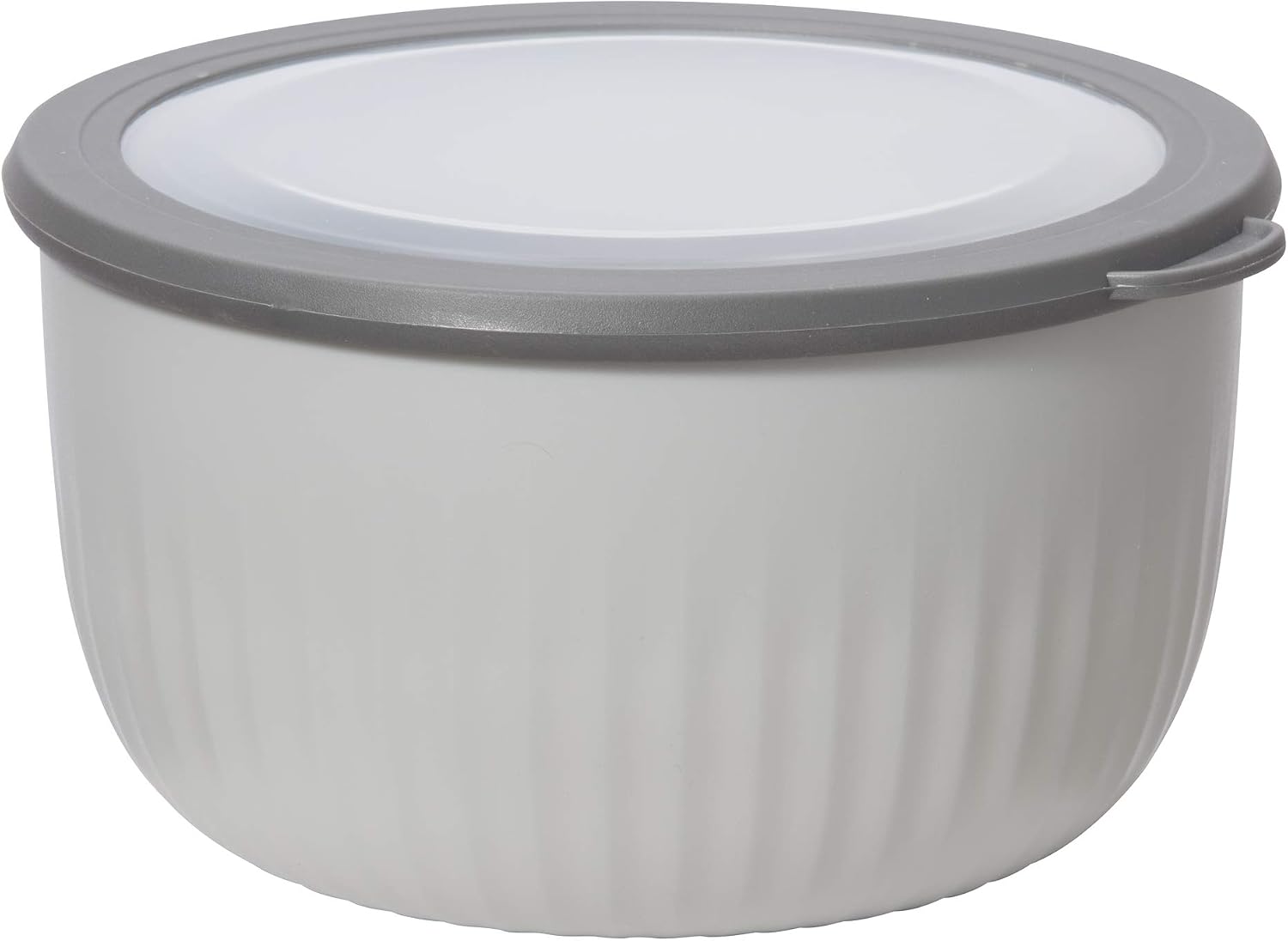 Oggi Prep  Store & Serve Plastic Bowl w/See-Thru Lid- Dishwasher  Microwave & Freezer Safe  (4 qt) Lt Gray w/Dk Gray Lid