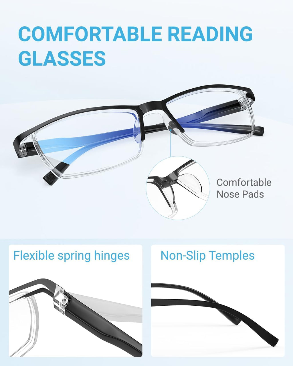 LUFF 4Pcs Anti-Blue-ray Reading Glasses Portable Ultra-Light Readers(2.0X)