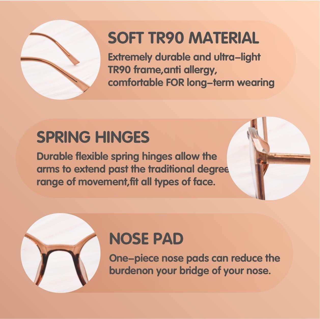 FONHCOO Blue Light Blocking Glasses Women Men TR90 Round Computer Eyeglasses (Coffee)