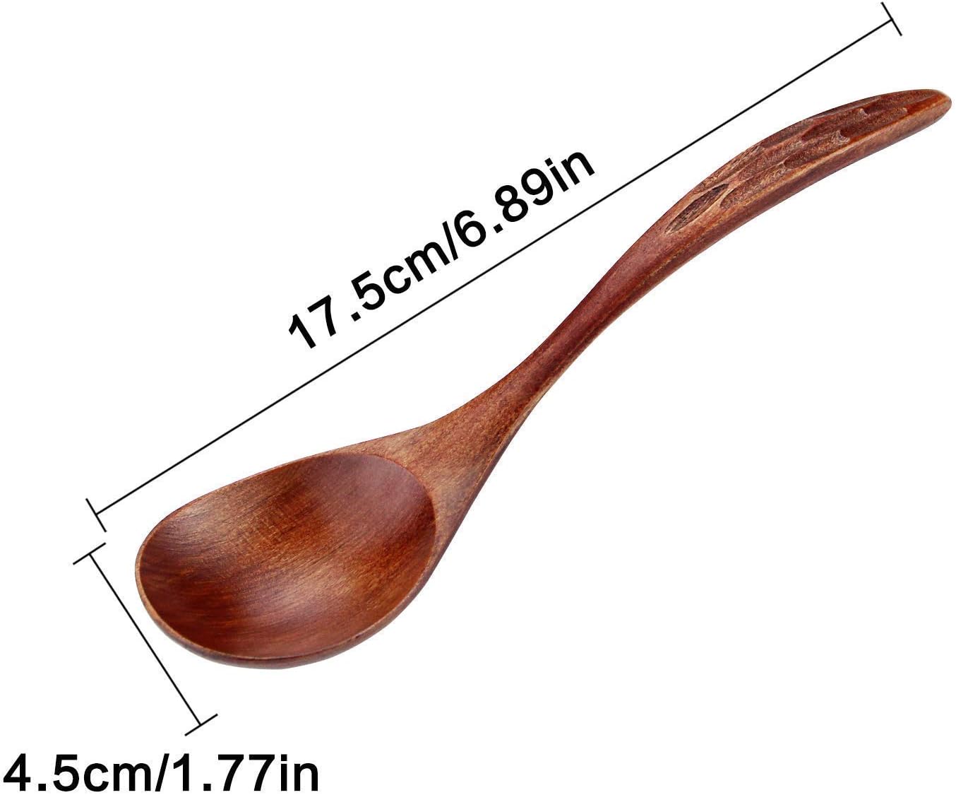 IQCWOOD Wooden Soup Spoons  Magic Wooden Spoons for Eating  6 Pieces 6.8 inch Asian Soup Spoon for Salad Desserts  Coffee  Snacks  Cereal  and Fruit
