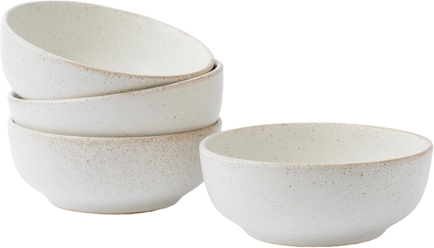 Stoneware Bowl Set of 4-25oz  6.5" Ceramic Serving Bowls for Salad  Cereal  Soup & Fruit - Microwave & Dishwasher Safe - Rustic Minimalist Design - Oatmeal Cream - Ideal Gift