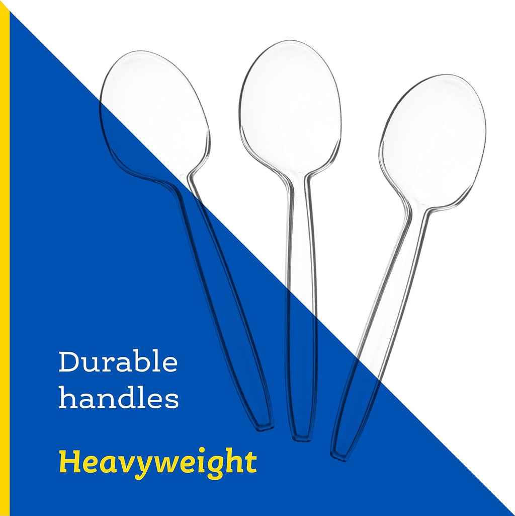 Plasticpro Disposable Clear Plastic Cutlery Disposable utensils Heavyweight 100 Count (Soup Spoons)