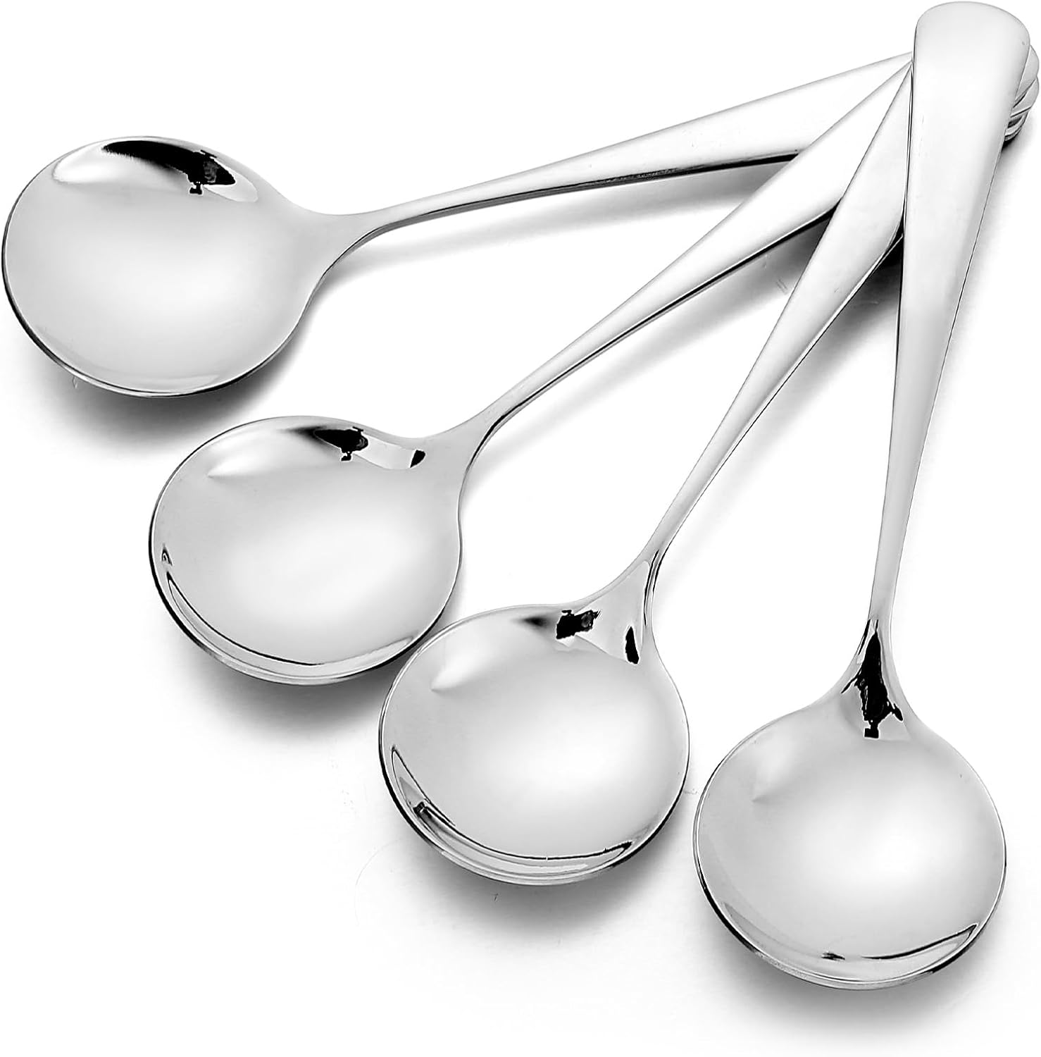 Soup Spoons Stainless Steel  4 Pcs Cereal Spoons  Heavy Duty Round Soup Spoon for Restaurant  Home & Catering  Dishwasher Safe (Silver)