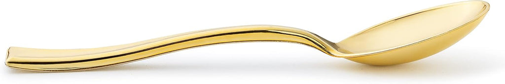 Posh Setting Plastic Mini Gold Spoons  4 inch Gold Dessert Spoon Disposable  Small Plastic Spoons for Dessert  Tiny Little Appetizer Spoon Golden (80 Pack)