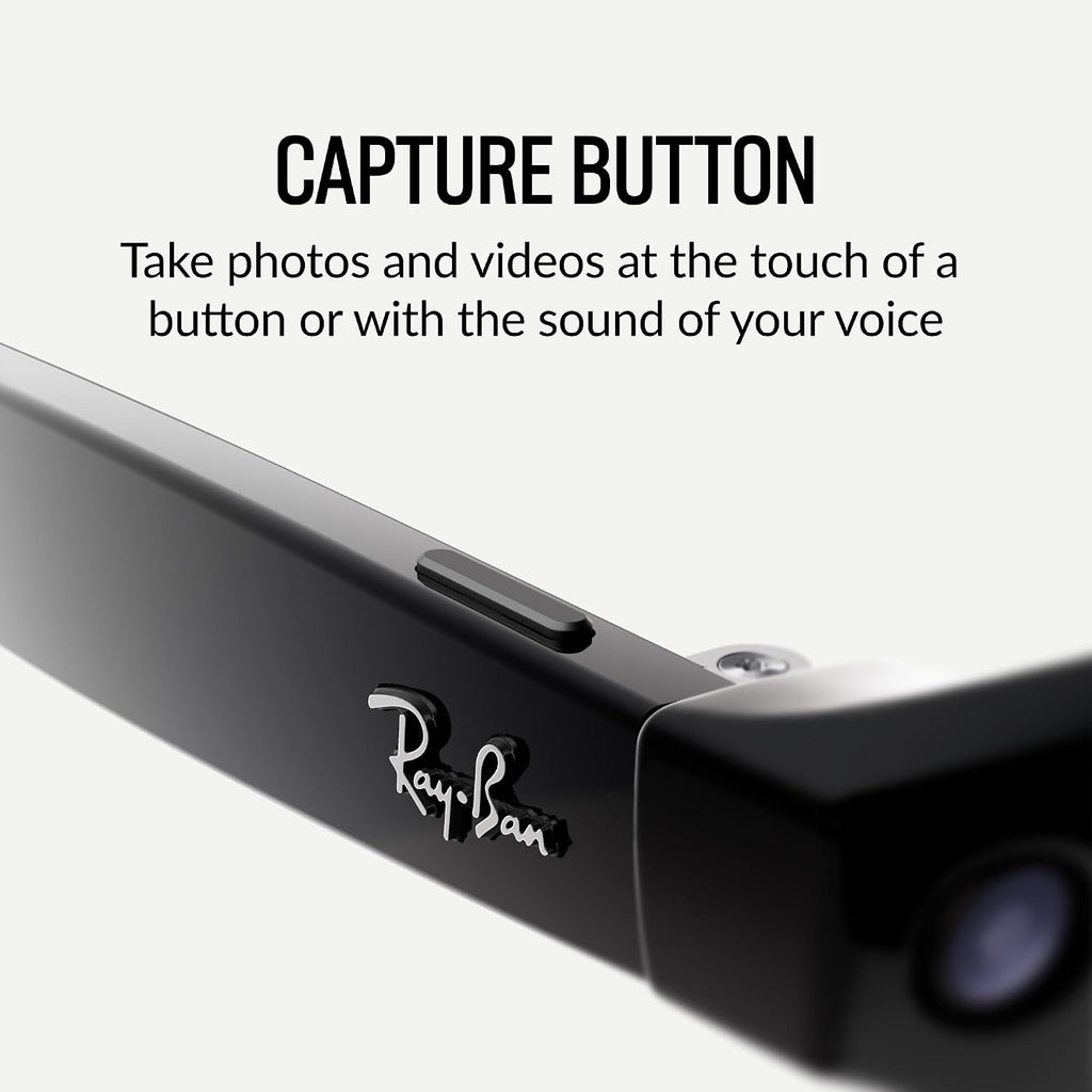 Ray-Ban Meta (Gen 1)  Wayfarer  Shiny Black | Smart AI Glasses for Men  Women — 12 MP Ultra-Wide Camera  Open-Ear Speakers for Audio  Video Recording and Bluetooth — Clear Lenses — Wearable Technology