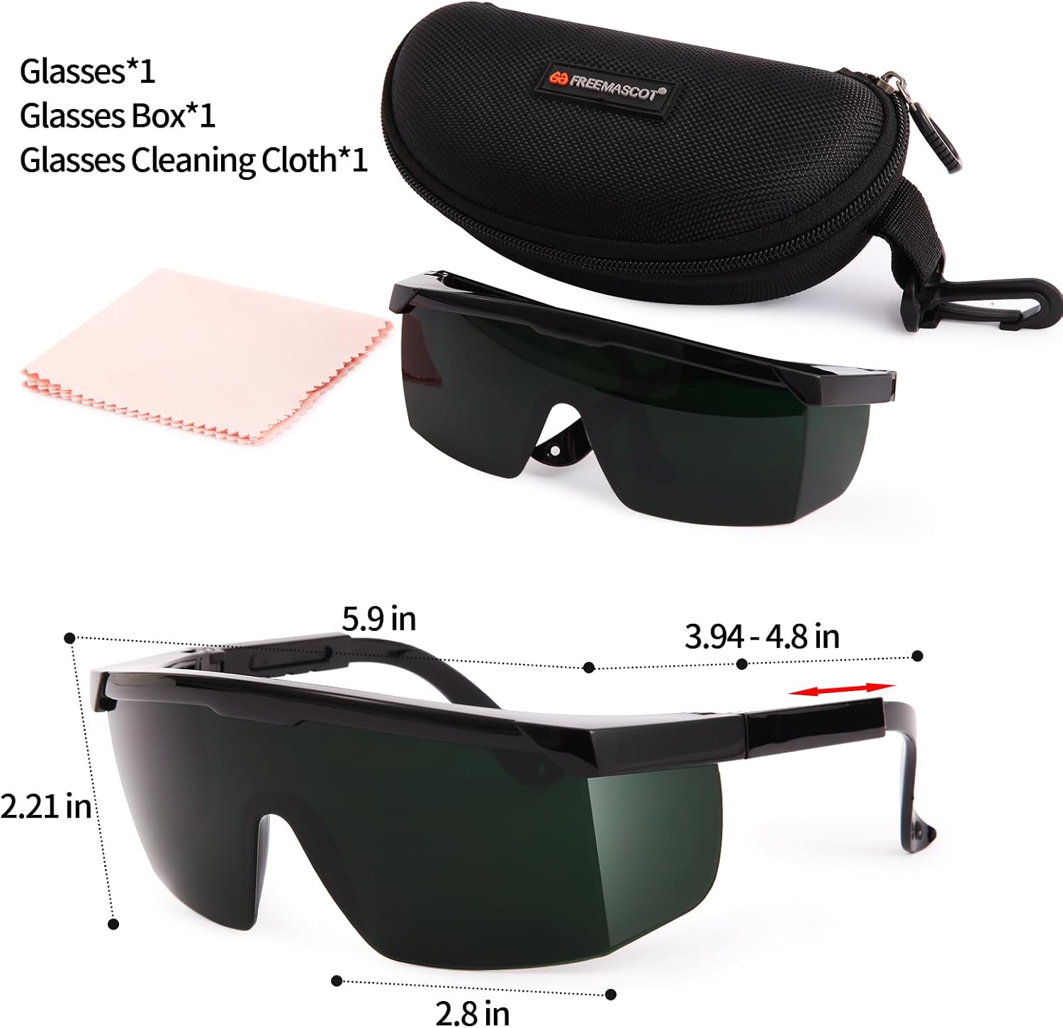 FreeMascot IPL 200nm-2000nm Laser Safety Glasses for Laser Hair Removal Treatment and Laser Cosmetology Operator Eye Protection with Case (Green)