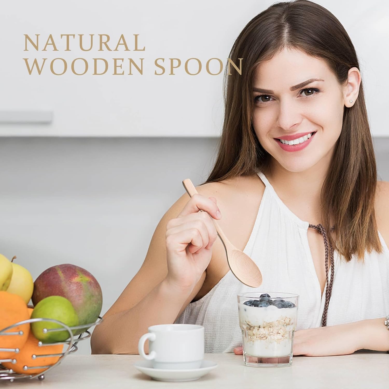 7.3inch Small Wooden Spoons  6PCS Uncoated Beech Plain Small Wooden Spoons Set  Table Spoons for Present Honey  Serving  Eating  Soup  Chocolate  Coffee  Tea