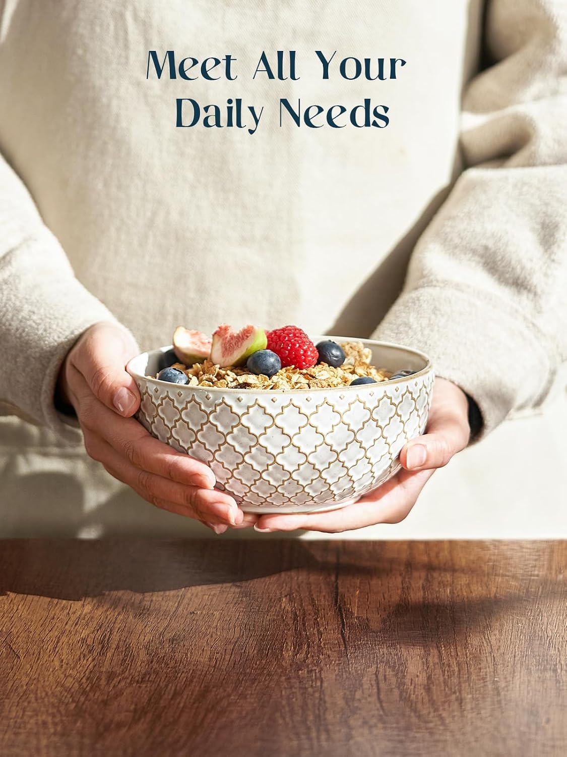 DOWAN Soup Bowls Set of 6  26 OZ Cereal Bowls for Kitchen  6" Ceramic Embossment Bowl for Salad  Pho  Fruits  Rice  Large Bowls Decor & Housewarming Gift  Dishwasher & Microwave Safe