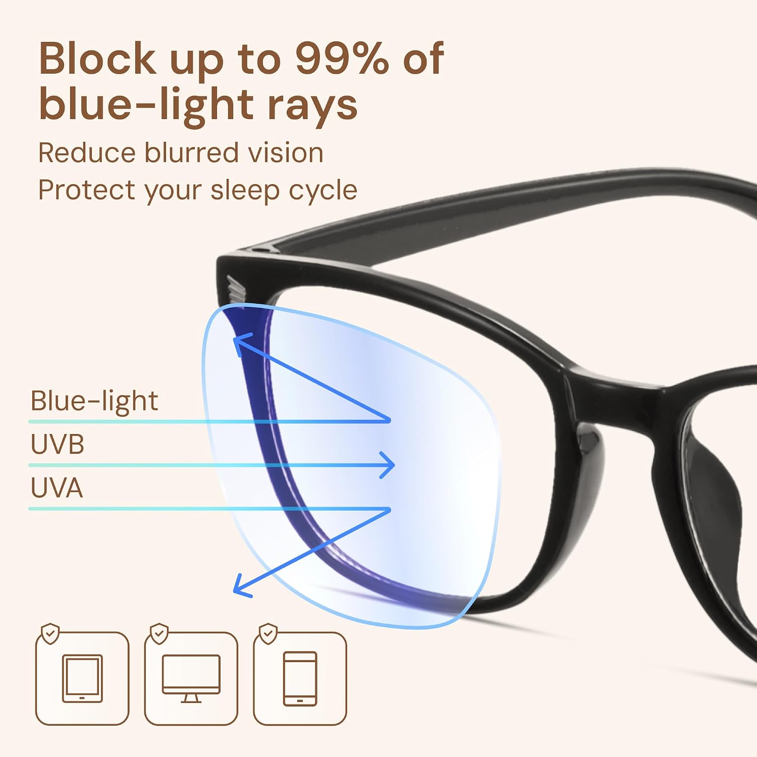 Gaoye Stylish Blue Light Glasses for Woman - Computer Glasses for Blue Light Blocking - Lightweight Frames - 3 pack