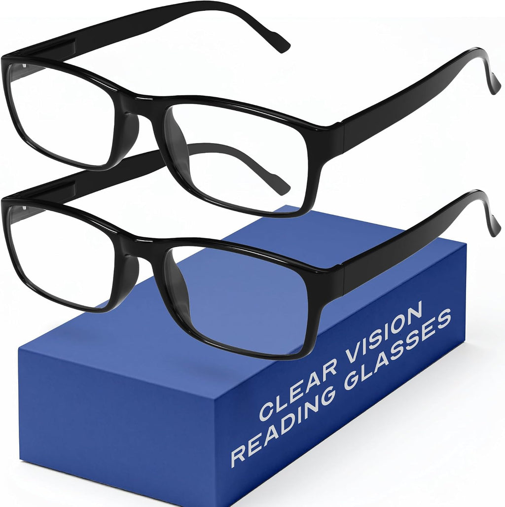 Gaoye 2-Pack of Reading Glasses +0.75 - Blue-Light Filter  UV Protection - Readers with Rectangle Frames