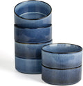 famiware Star Cereal Bowl Set  Soup Bowls Set of 6  Double Reactive Glaze  Stackable  23 oz Deep Bowls Suitable for Cereal  Popcorn  Oatmeal  Dessert - Dishwasher and Microwave Safe  Nebulas Blue