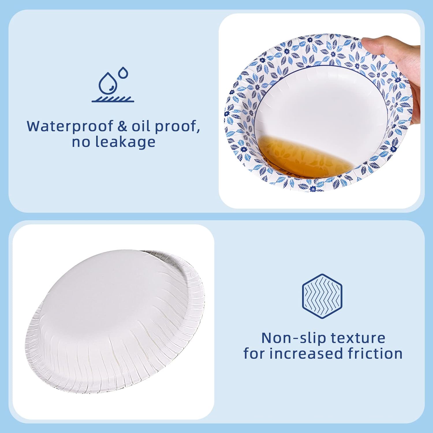 JOLLY CHEF 160 Count Paper Bowls 20 oz Soak Proof  Heavy Duty Printed Disposable Bowls Bulk for Dinner or Lunch