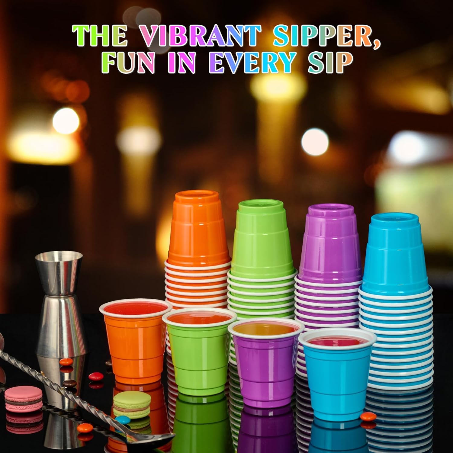Lilymicky 600 Count 2 oz Plastic Shot Glasses  Mini Disposable Shot Cups  2 oz Assorted Color Shot Cups for Parties  Shooting Games