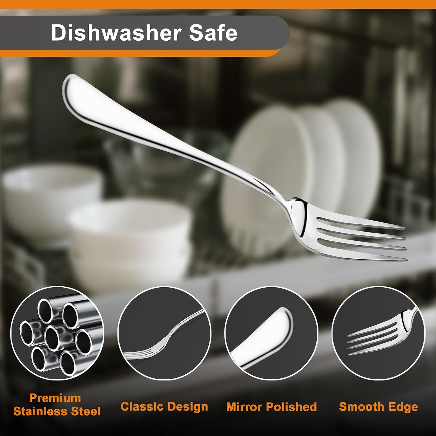 16 Pieces Dinner Forks Set 8" Forks Food Grade Stainless Steel Dinner Forks Fine Fork Set for Home Kitchen Restaurant Mirror Polished and Dishwasher Safe