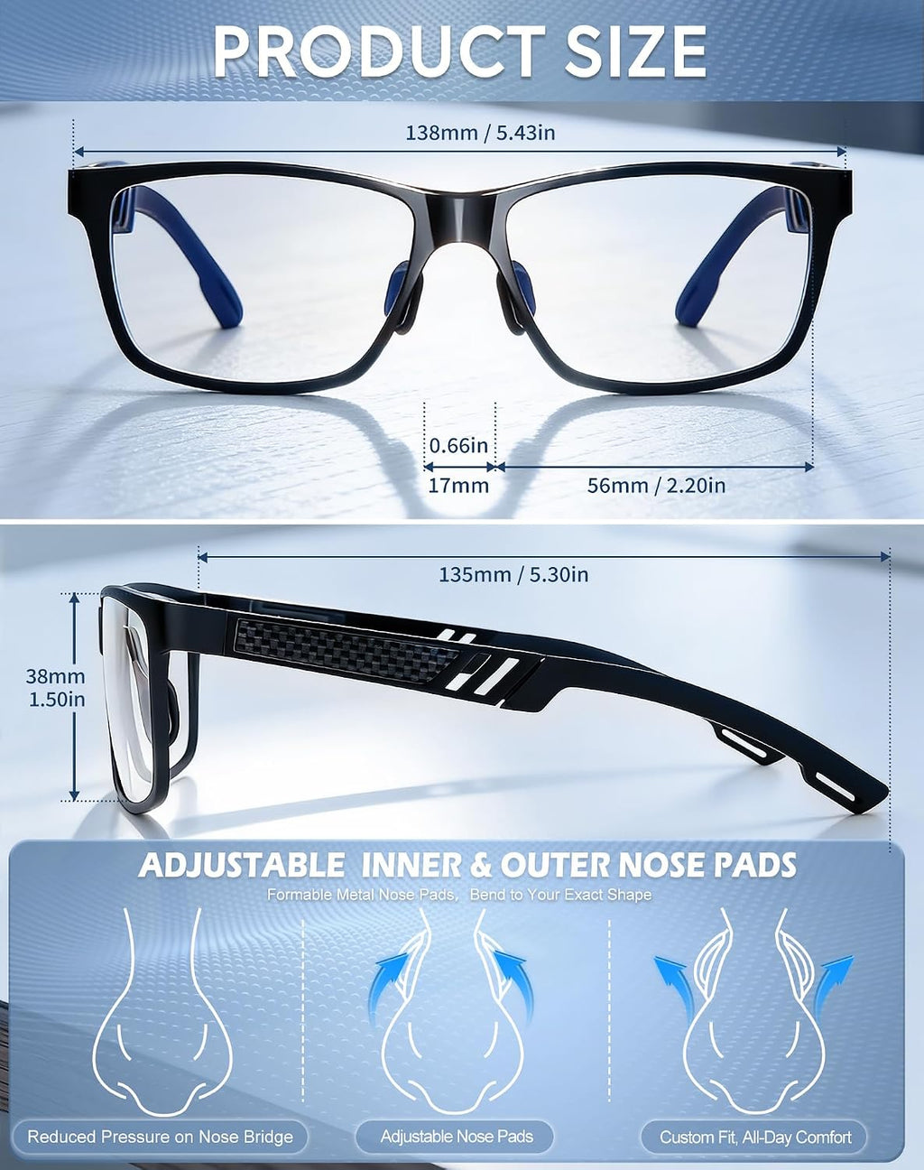 ANYLUV Blue Light Blocking Glasses Men Computer Gaming Glasses Lightweight Al-Mg Metal Anti Eyestrain Eye Protection