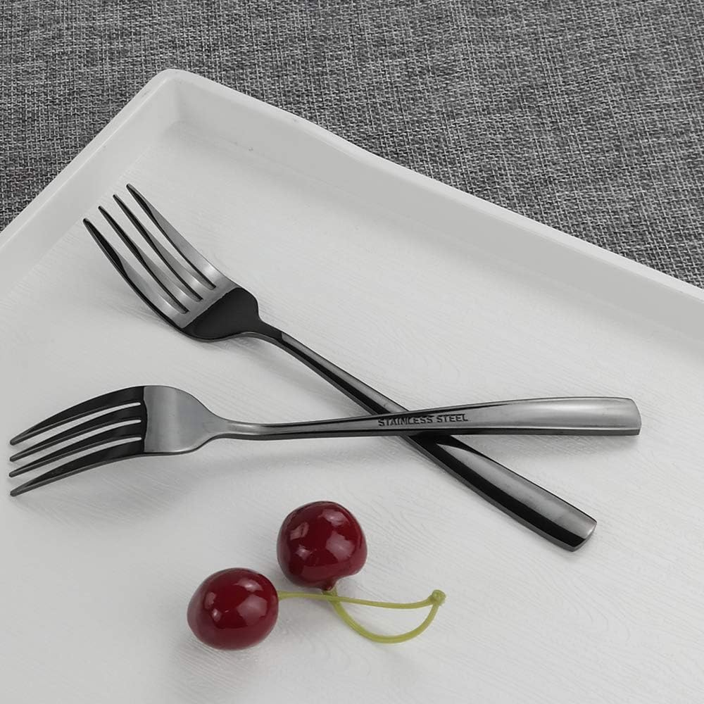Teyyvn Black Stainless Steel Dessert/Salad Forks  Set of 16