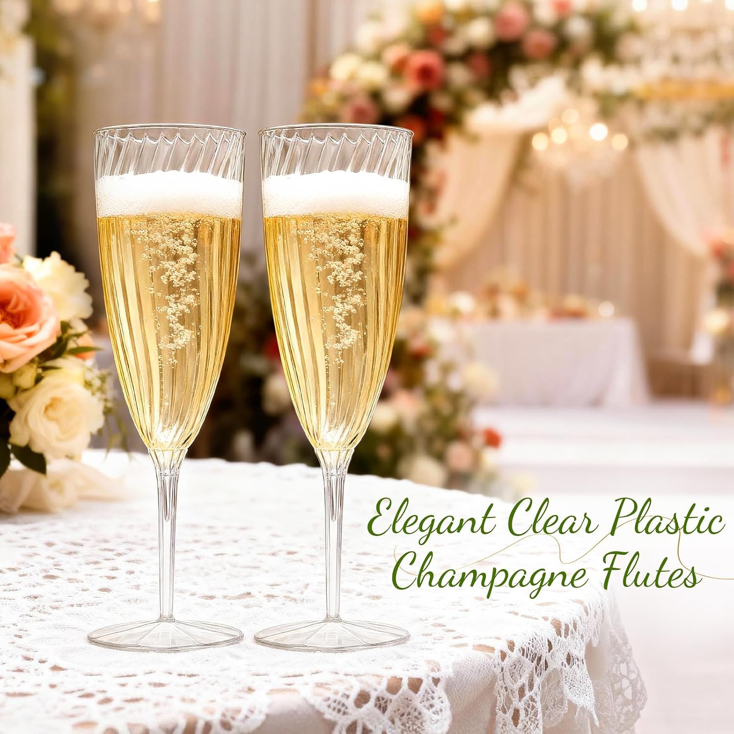 48 PCS Plastic Champagne Flutes Disposable  6 Oz Clear Plastic Champagne Glasses Reusable Wine Cocktail Cups for Weddings Parties Drinking Toasting Home Daily Life (Clear)
