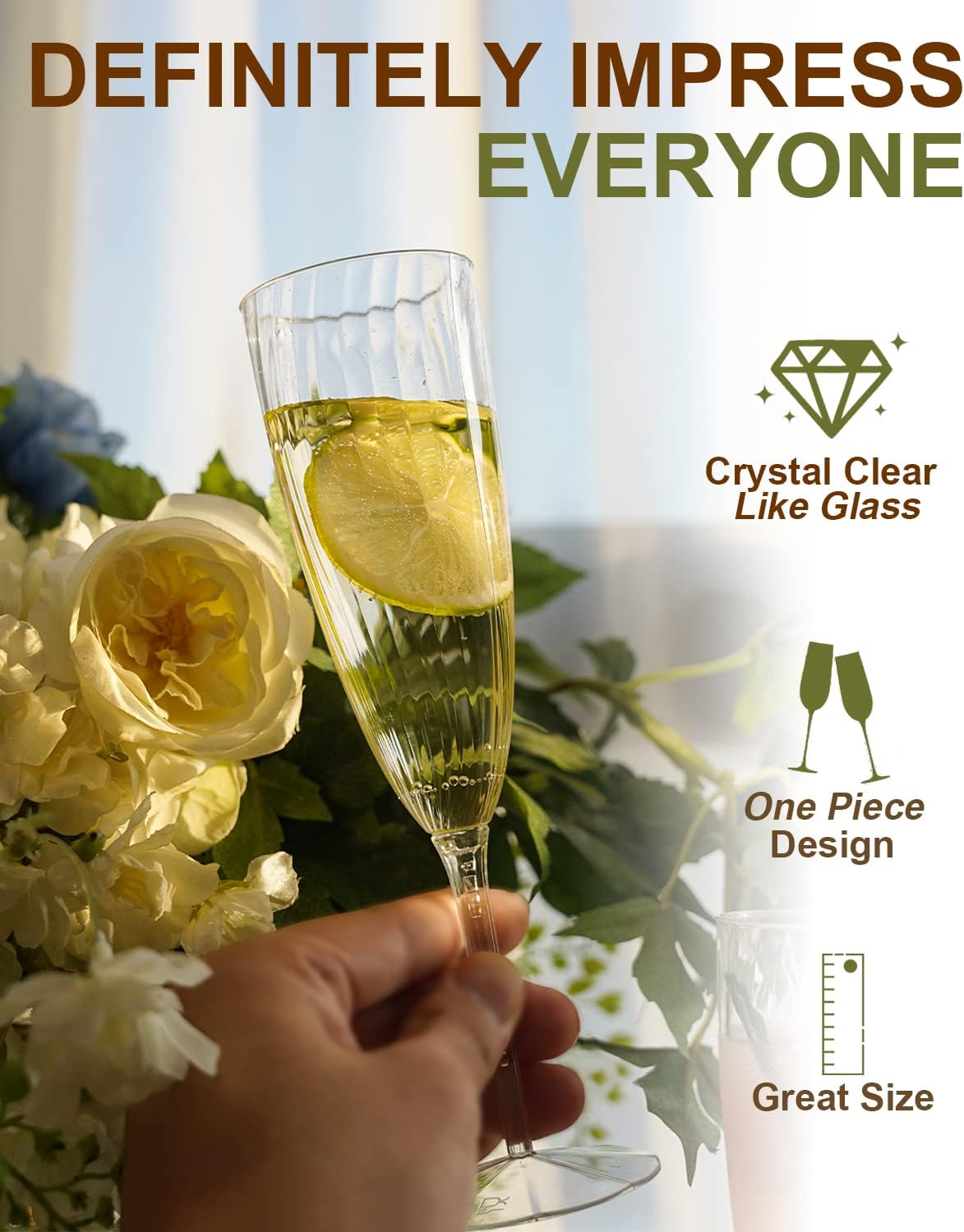 Plastic Champagne Flutes  36 PCS Clear Disposable Wine Glasses Reusable Plastic Cocktail Cups for Home Daily Life Party Birthday Wedding Toasting Drinking Champagne(6 oz)