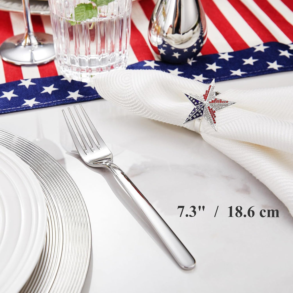 KEAWELL Premium Lucent 4-Piece 7.3 inch Forks Silverware – Mirror Polished 18/10 Stainless Steel with Modern Handle and Dishwasher Safe for Formal Meals and Gifting (4  Salad Forks)