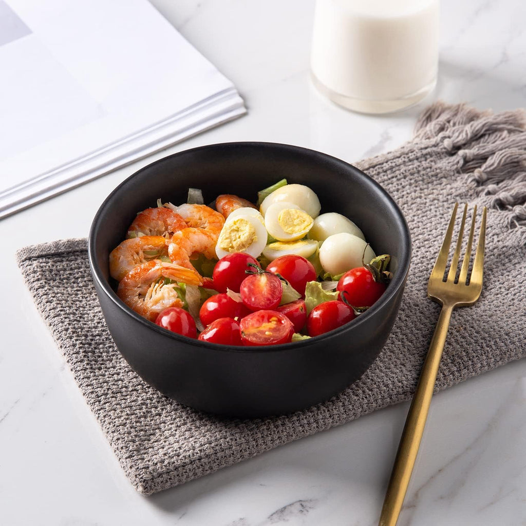 AmorArc Stoneware Cereal Bowls Set of 4  26oz Soup Bowls Set for Cereal Soup Snacks  Modern Kitchen bowls for Meal  Dishwasher &Microwave Safe  Matte Black