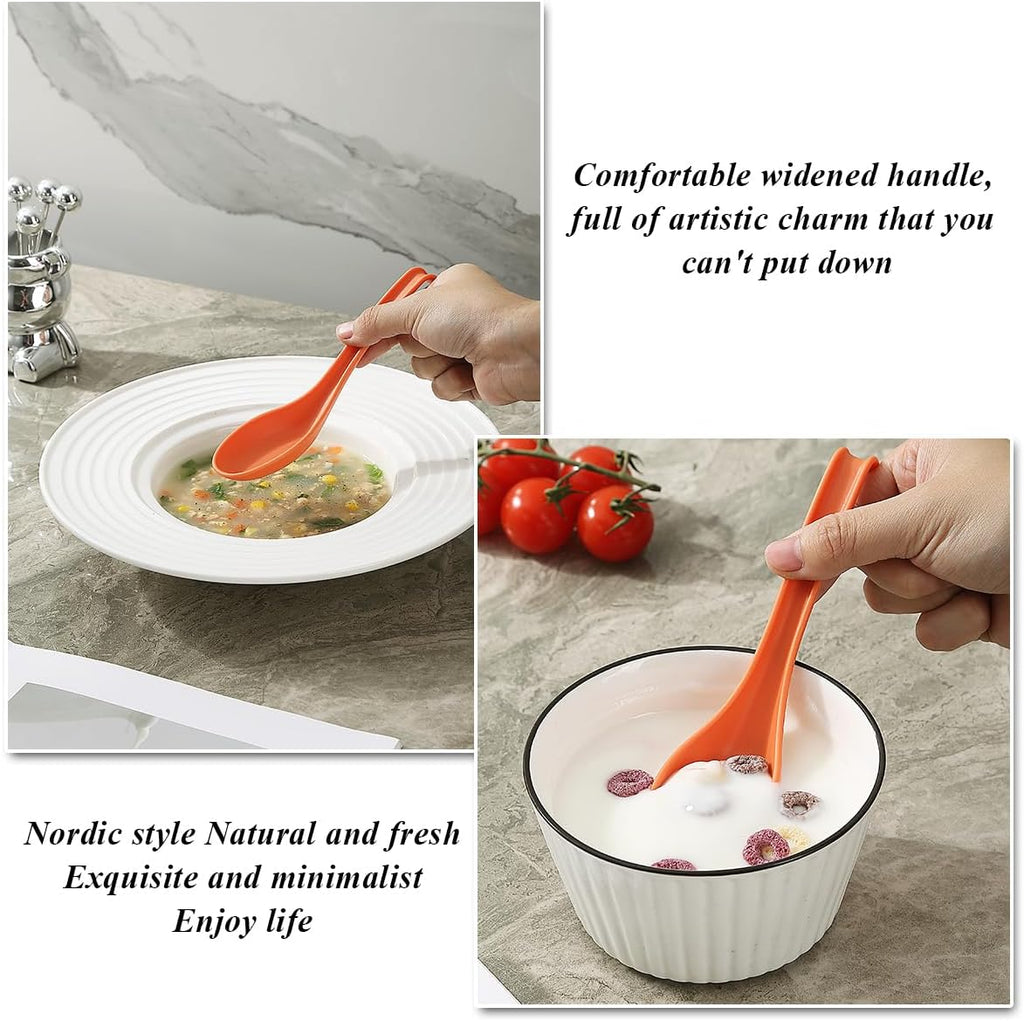 Kyraton Soup Spoons 24 Pieces  Reusable Plastic Table Spoon  Sturdy and Durable Asian Dinner Spoon Made of Food Grade PP  BPA Free  Easy Clean  Dishwasher Safe