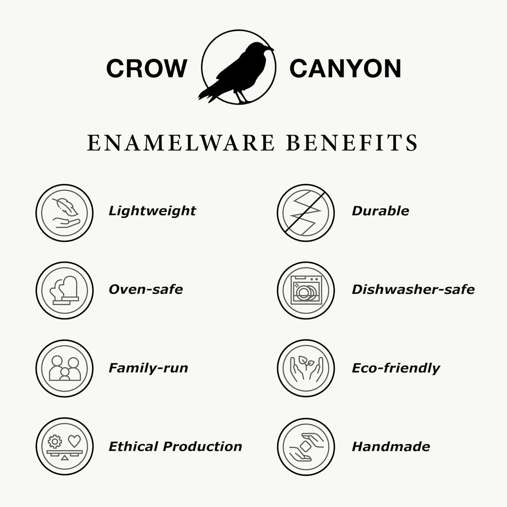 Crow Canyon Home Enamelware Salad Bowl  5 quart  Black/White Splatter