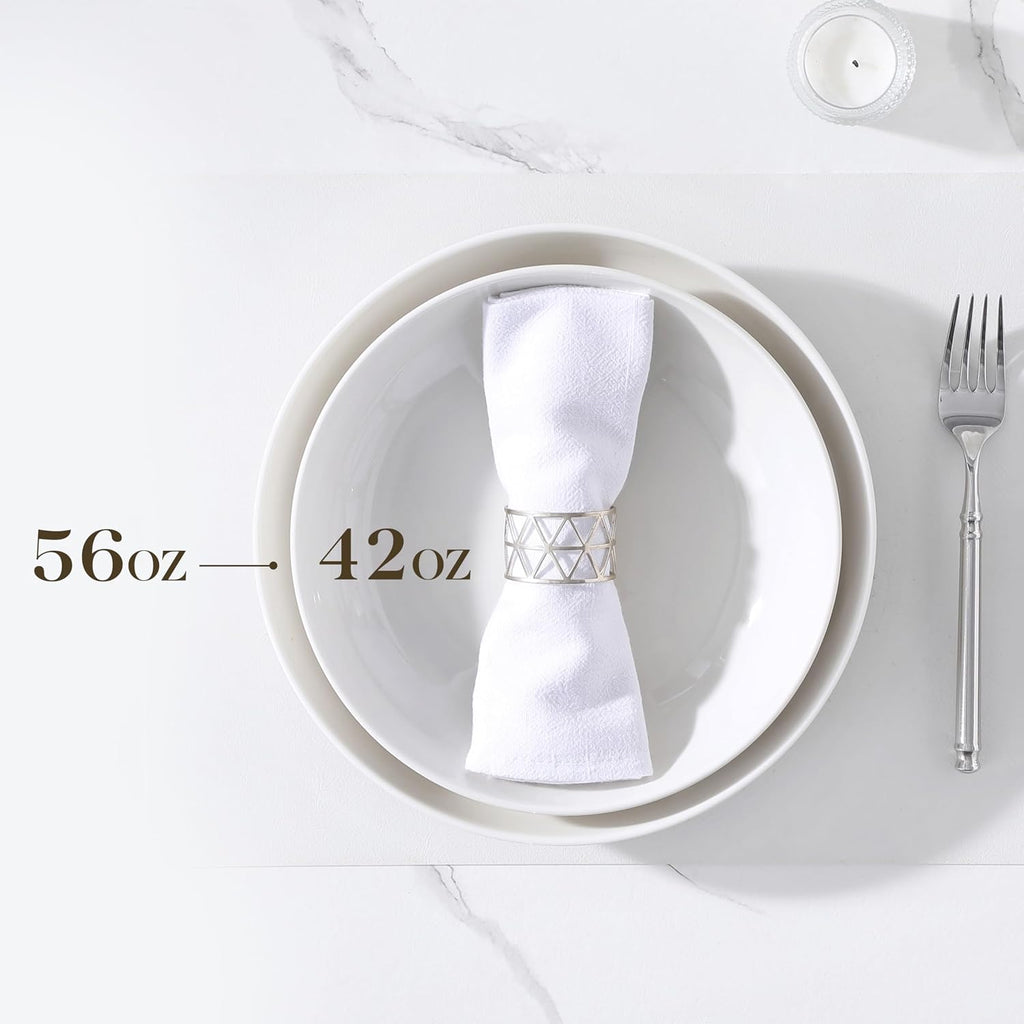 MALACASA 10" Large Pasta Bowls  56 OZ White Salad Bowls Soup Bowls  Porcelain Serving Bowls Set of 4  Large Kitchen Bowl Plates Pasta Plates  Microwave & Dishwasher Safe  Series REGULAR