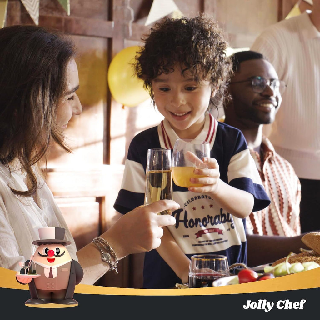 JOLLY CHEF 36 Pack Stemless Plastic Champagne Flutes 9 oz  Crystal Clear Stemless Plastic Toasting Glasses  Clear Disposable Unbreakable Drinkware Ideal for Wedding  Birthday  Party  Thanksgiving