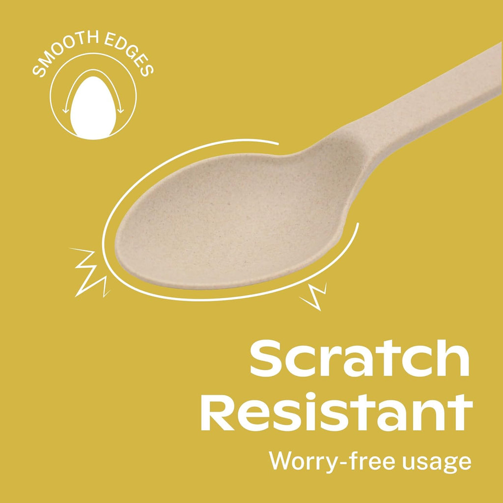 CORAL Light Brown 100% Compostable Spoons & Forks Set - 220 Pieces - No Plastic Utensil 110 Forks  110 Soup Spoons - Break Resistant with Smooth Edges  Ocean Friendly Alternative to Plastic Silverware