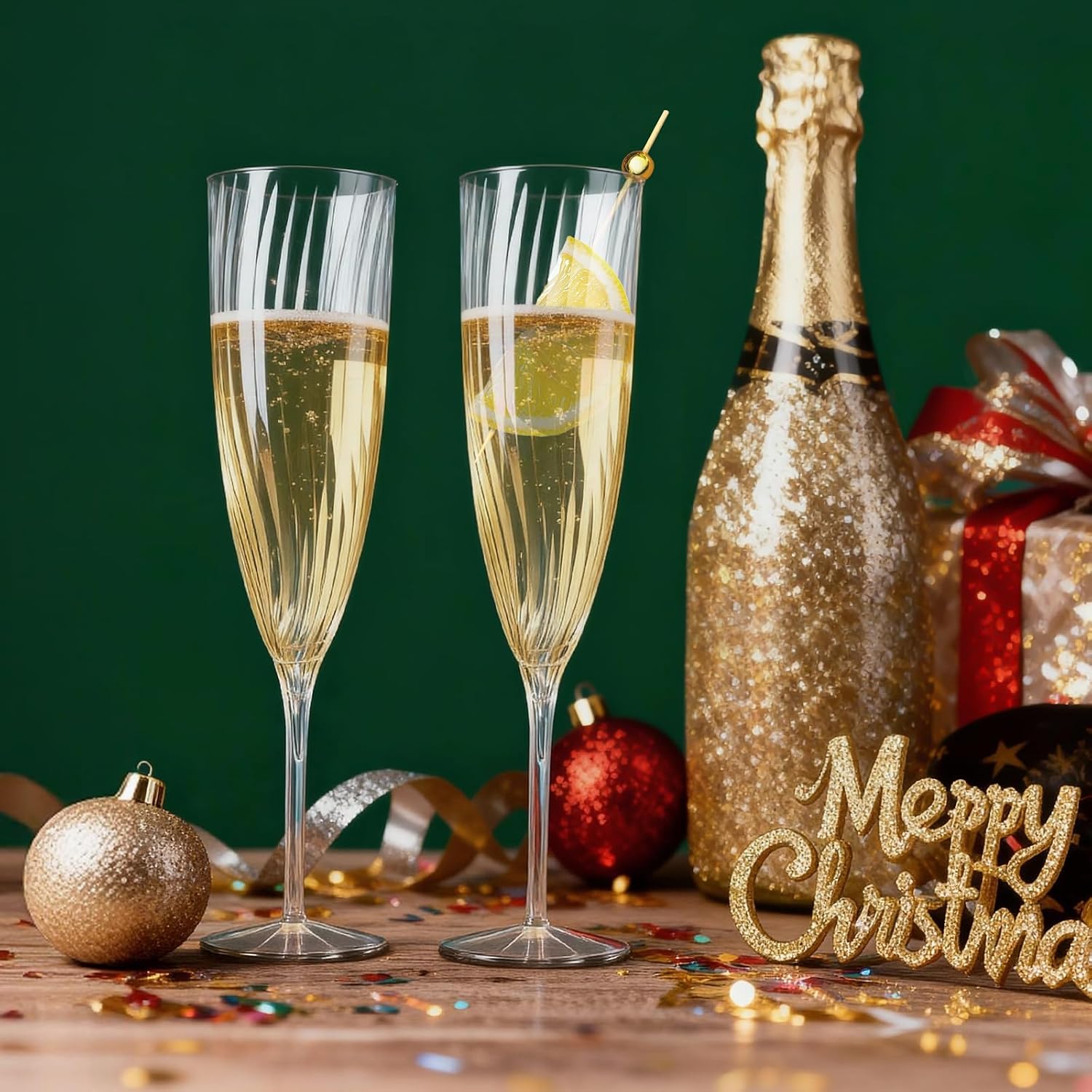 48 PCS Plastic Champagne Flutes Disposable  6 Oz Clear Plastic Champagne Glasses Reusable Wine Cocktail Cups for Weddings Parties Drinking Toasting Home Daily Life (Clear)