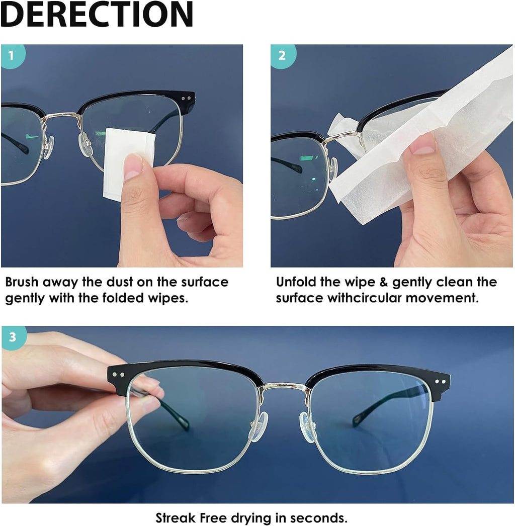 200 Count Lens Wipes for Eyeglasses  Eyeglass Lens Cleaning Wipes Pre-moistened Individually Wrapped Sracth-Free Streak-Free Eye Glasses Cleaner Wipes for Sunglass  Camera Lens  Goggles