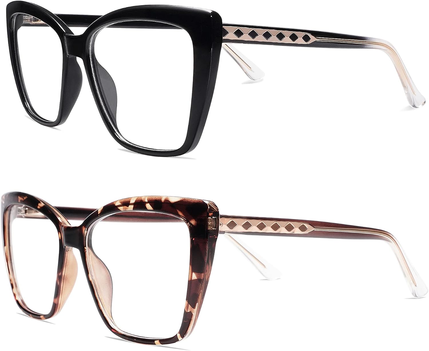 AMOMOMA Trendy TR90 Oversized Blue Light Reading Glasses Women Stylish Square Cat Eye Glasses AM6031