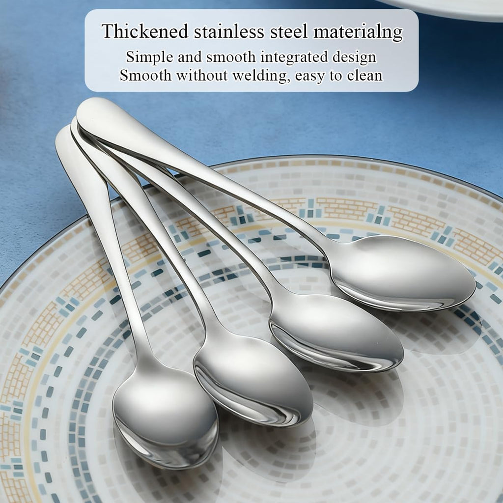 Berglander Dinner Spoons Set 24pcs  7.36" Food Grade Stainless Steel Silverware Soup Spoon Tablespoon for Home  Kitchen or Restaurant Mirror Polished  Dishwasher Safe