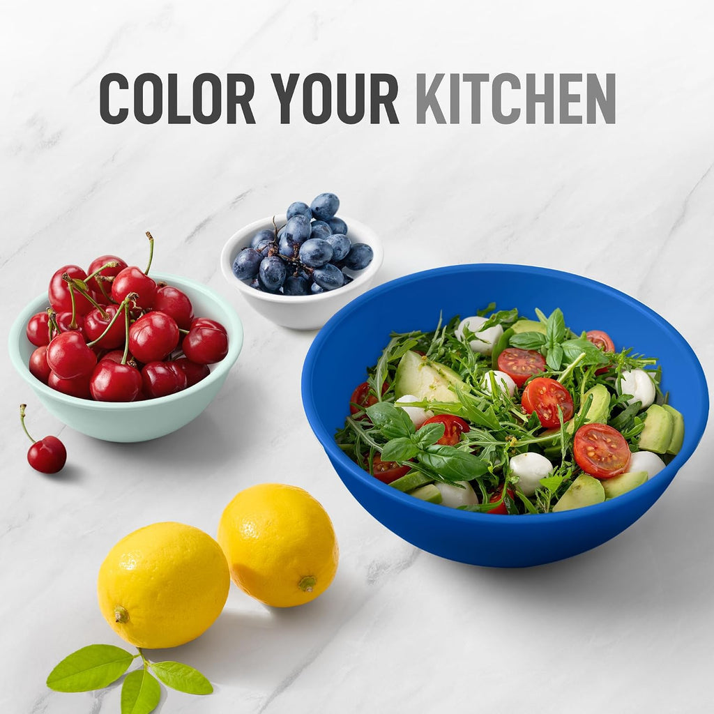 Zulay Kitchen 12 Piece Plastic Mixing Bowls with Leak-Proof Lids Set - Microwave and Freezer Safe Kitchen Mixing Bowls for Preparing  Serving and Storing - Large Nesting Bowls (Blue Ombre)