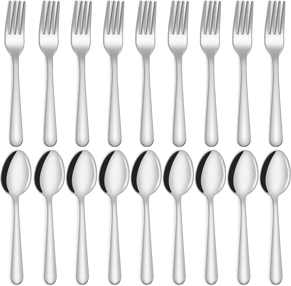 Unokit 24-Piece Spoons and Forks Set Silverware Set - Forks and Spoons Food Grade Stainless Steel Silverware for Home  Kitchen and Restaurant  12-Fork and 12-Spoon  Mirror Polished&Dishwasher Safe