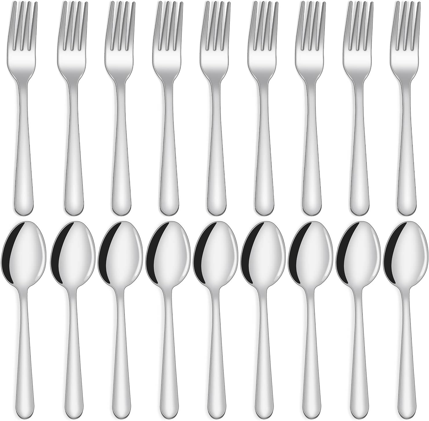 Unokit 24-Piece Spoons and Forks Set Silverware Set - Forks and Spoons Food Grade Stainless Steel Silverware for Home  Kitchen and Restaurant  12-Fork and 12-Spoon  Mirror Polished&Dishwasher Safe