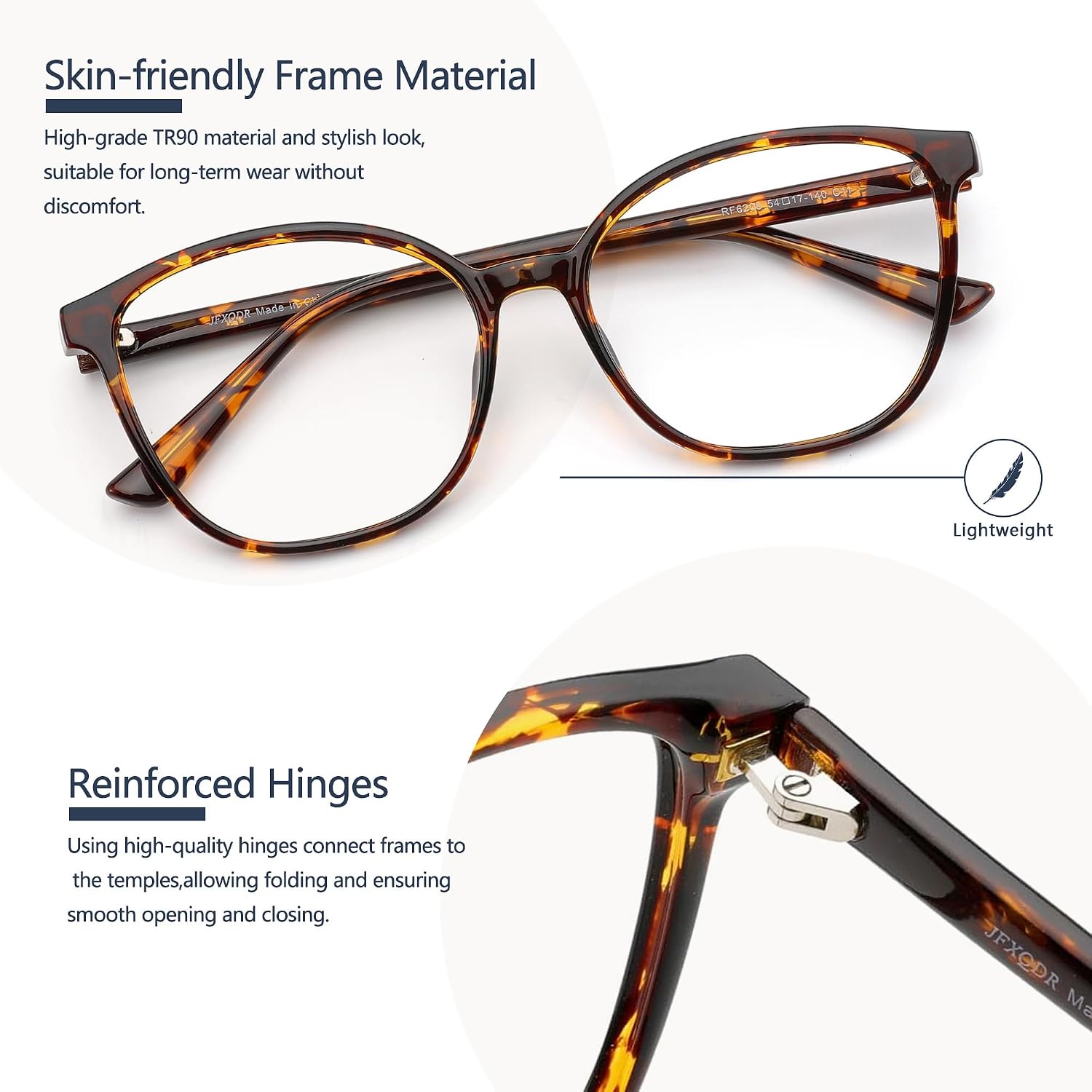 Women's Blue Light Blocking Glasses  TR90 Frame Computer Gaming Glasses Anti Eyestrain & UV Glare RF6208