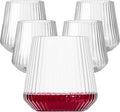 40 Pack Plastic Ribbed Wine Glasses  14Oz Origami Disposable Wine Glasses Unbreakable Clear Plastic Cocktail Glasses Recyclable Shatterproof Reusable Wine Cups (14oz 40pack)