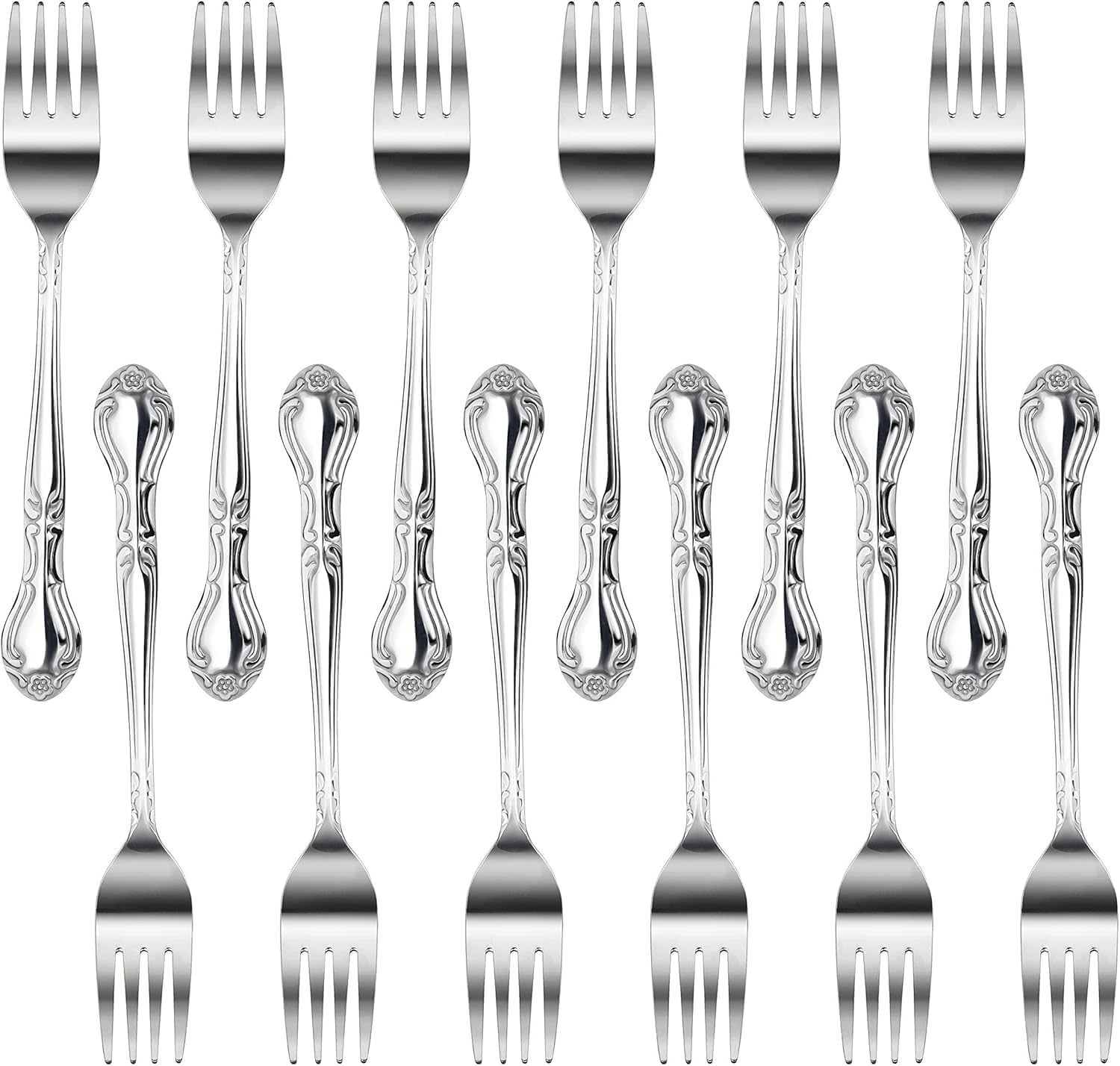 New Star Foodservice 58666 Rose Pattern  18/0 Stainless Steel  Salad Fork  6.2-Inch  Set of 12